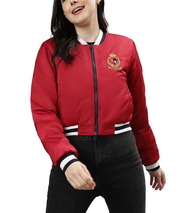 iconic red logo regular fit bomber jacket