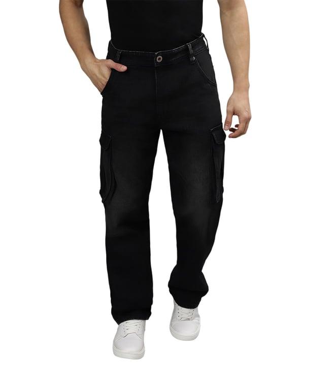 iconic regular fit black lightly washed mid rise jeans