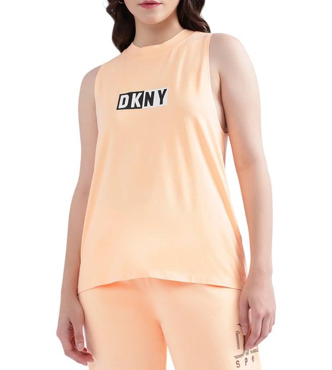 dkny peach fashion logo regular fit top