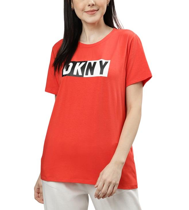 dkny red fashion logo regular fit top