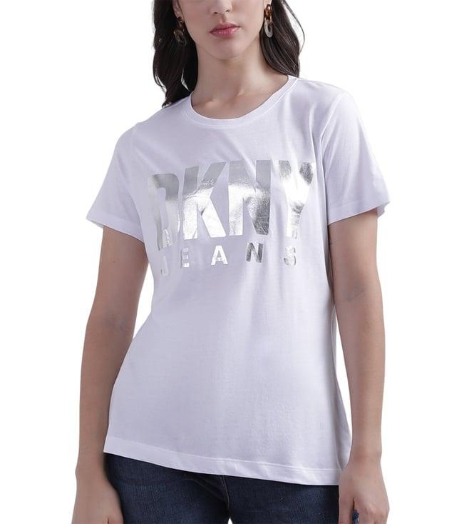 dkny white fashion logo regular fit top