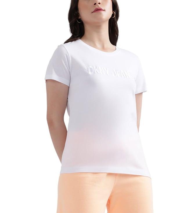 dkny white fashion logo regular fit t-shirt