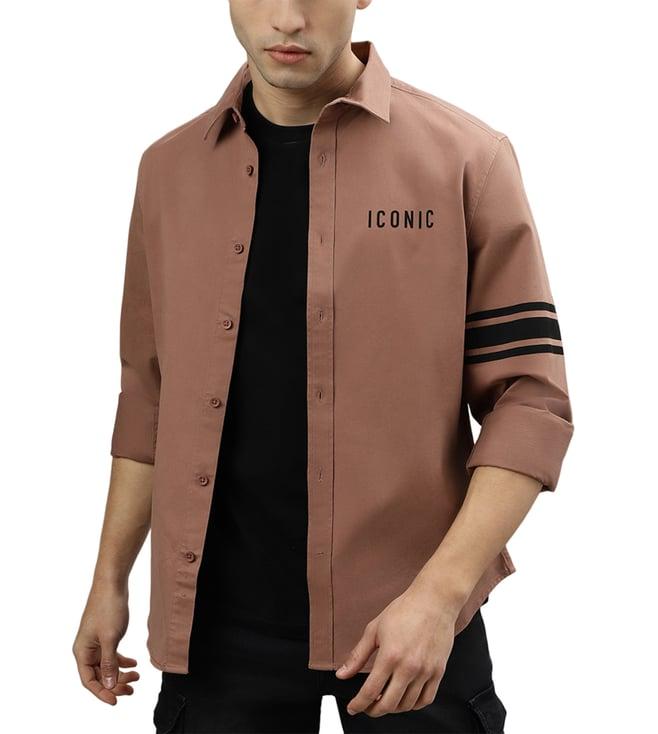 iconic dusty pink typography logo regular fit shirt