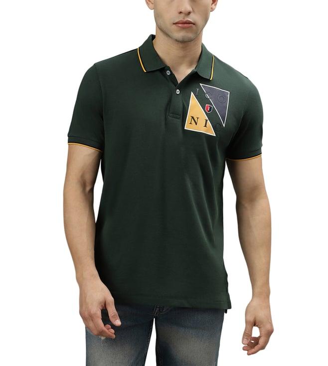 iconic bottle green logo regular fit polo t-shirt