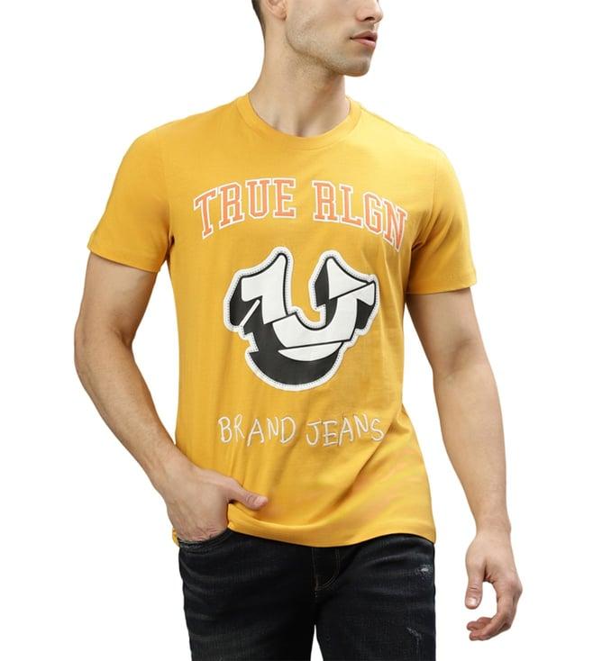 true religion yellow fashion printed regular fit t-shirt