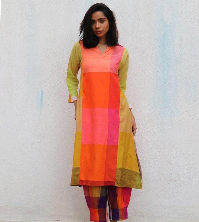 chidiyaa multicolored rainbow cafe sorina handwoven cotton kurta