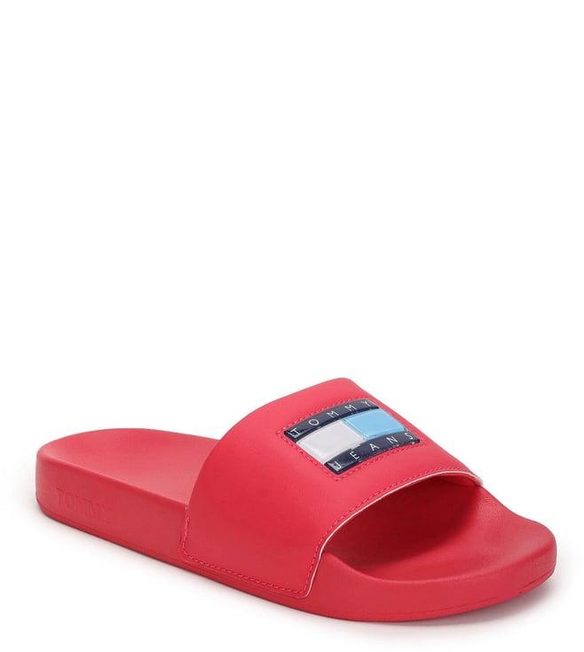 tommy hilfiger women's laser pink slide sandals