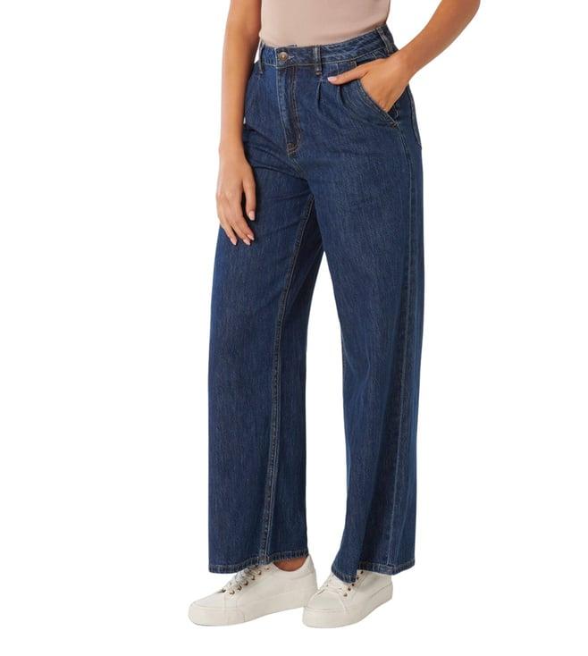 forever new relaxed wide leg dark mid wash high rise pippa jeans