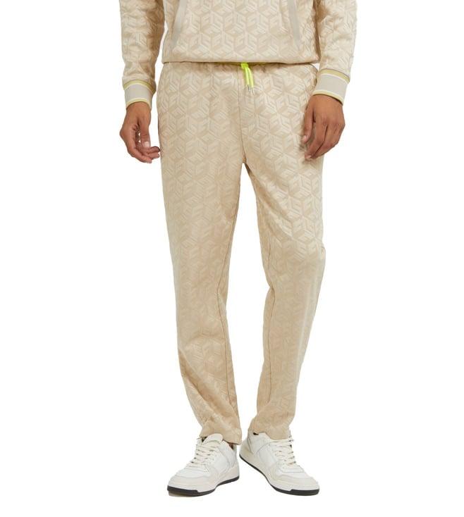 guess beige gcube logo sirio relaxed fit joggers