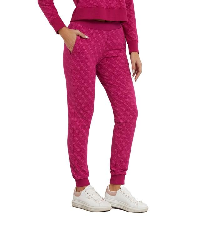 guess fuchsia logo debbi straight fit joggers