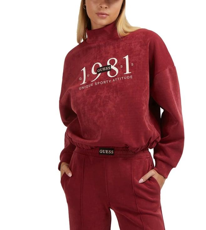 guess beet juice red printed regular fit sweatshirt