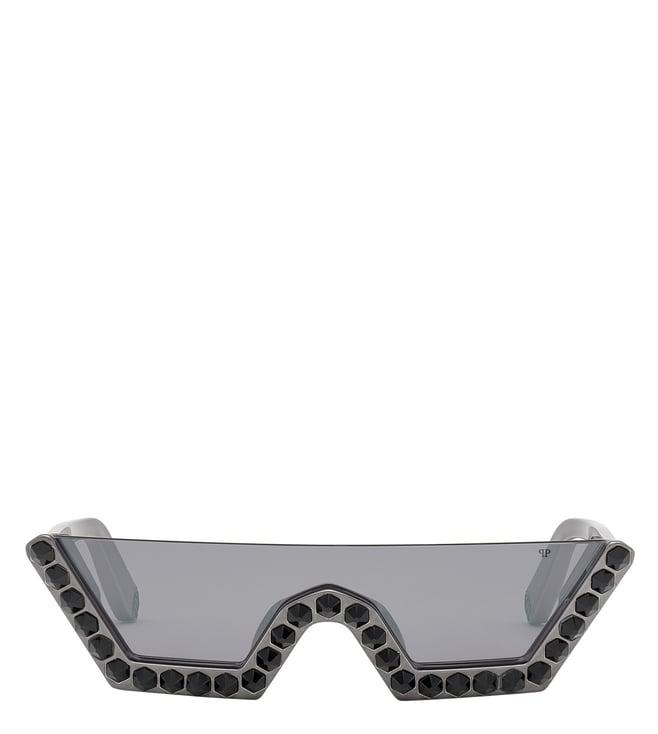 philipp plein spp031s99aauxsg grey uv protection shield sunglasses for women