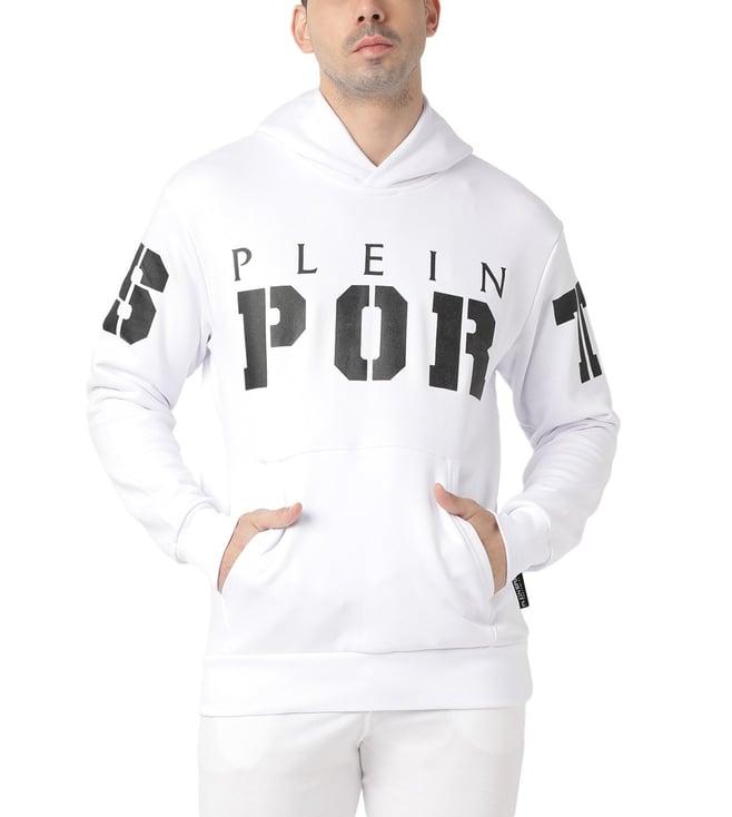 plein sport white logo regular fit hoodie