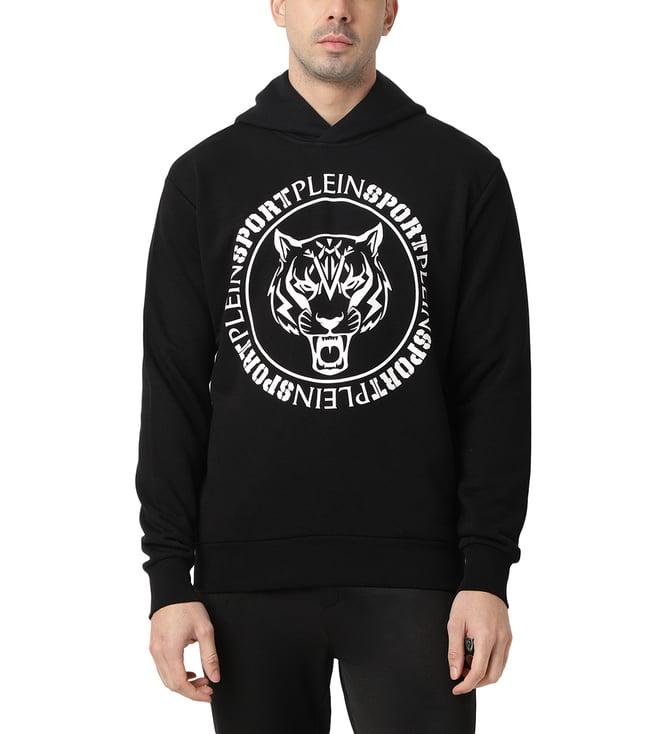 plein sport black tiger logo regular fit hoodie