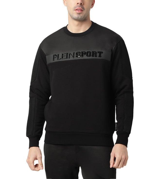 plein sport black logo regular fit sweatshirt