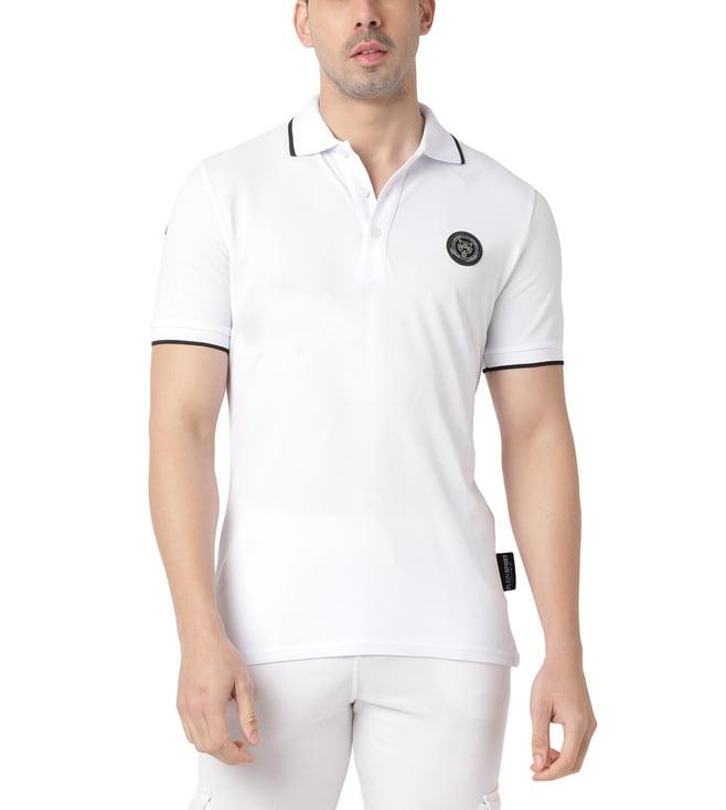 plein sport white logo regular fit polo t-shirt