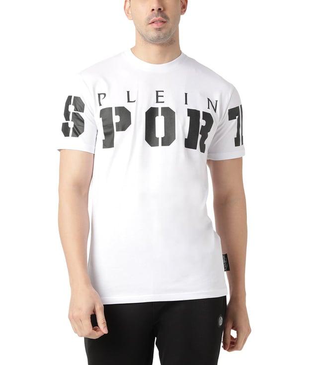 plein sport white logo regular fit t-shirt