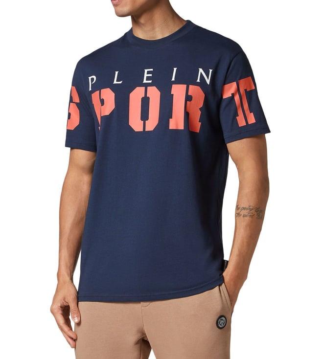 plein sport dark blue logo regular fit t-shirt