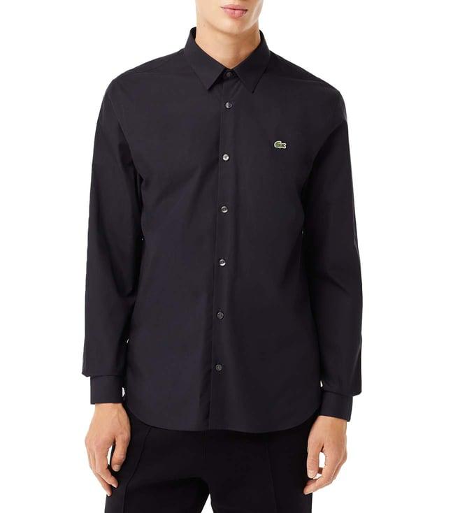 lacoste navy slim fit shirt