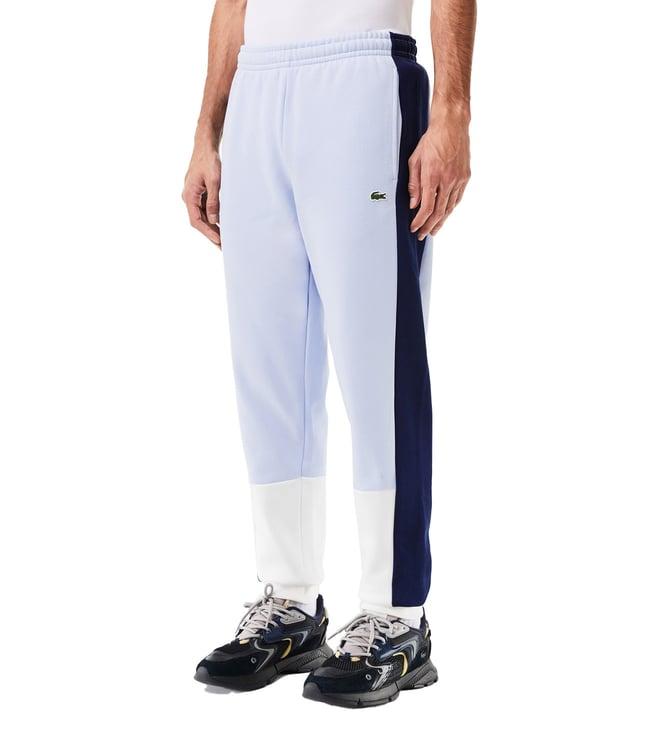 lacoste blue colour-block regular fit joggers