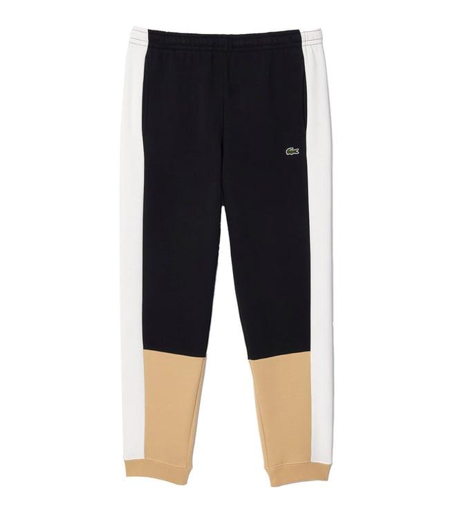 lacoste black colour-block regular fit joggers