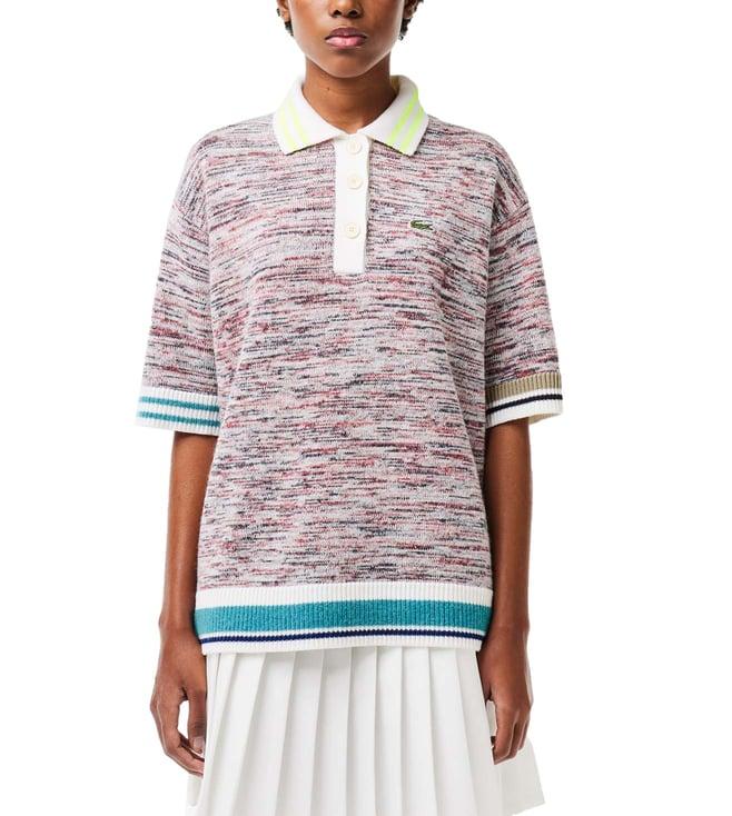 lacoste multicolor self regular fit sweater