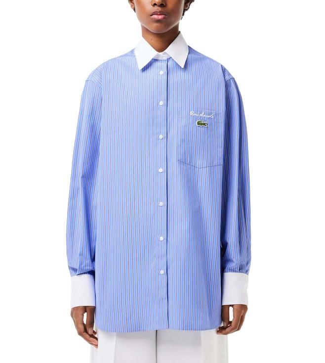 lacoste blue stripes oversize fit shirt