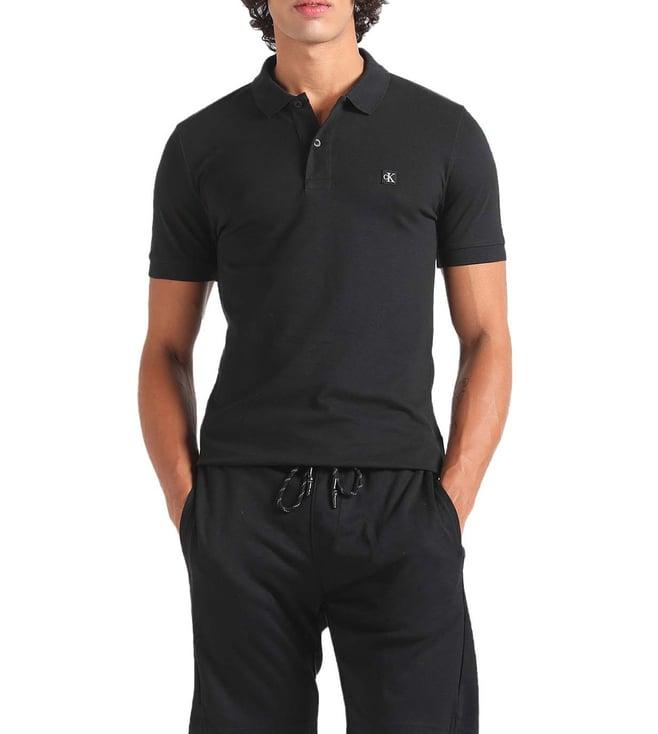 calvin klein black slim fit polo t-shirt