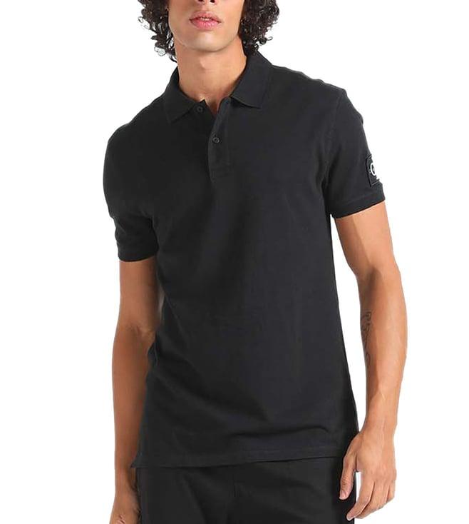 calvin klein black regular fit polo t-shirt