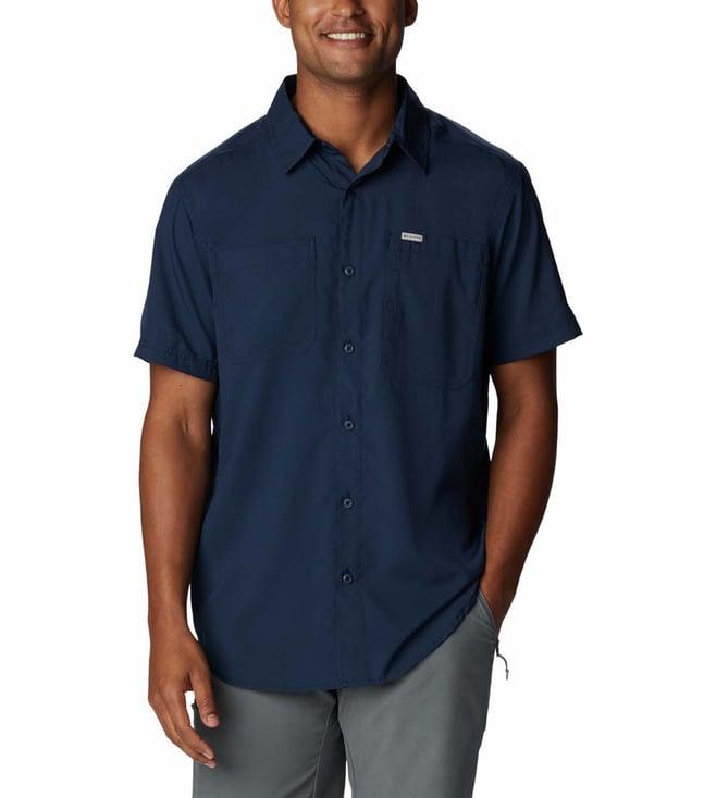 columbia mens blue silver ridge utility lite short sleeve shirt