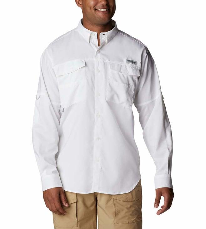 columbia mens white blood and guts iv woven ls shirt