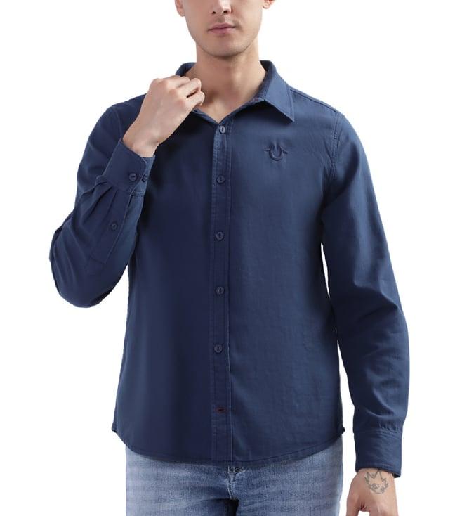 true religion blue fashion logo regular fit shirt