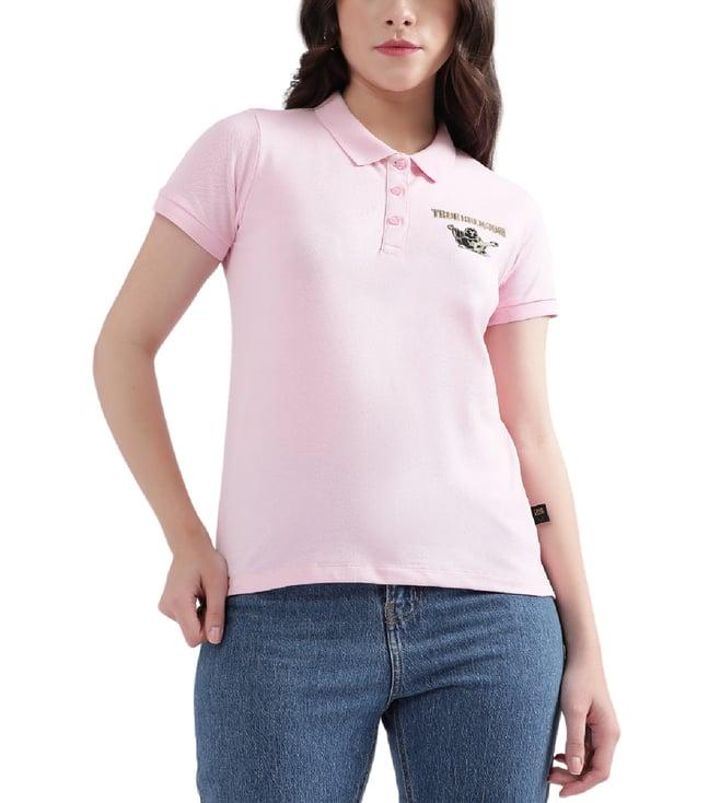 true religion pink fashion logo regular fit polo t-shirt