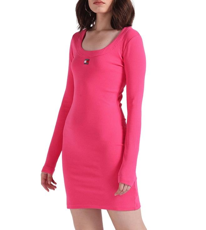 tommy hilfiger pink alert patchwork regular fit dress