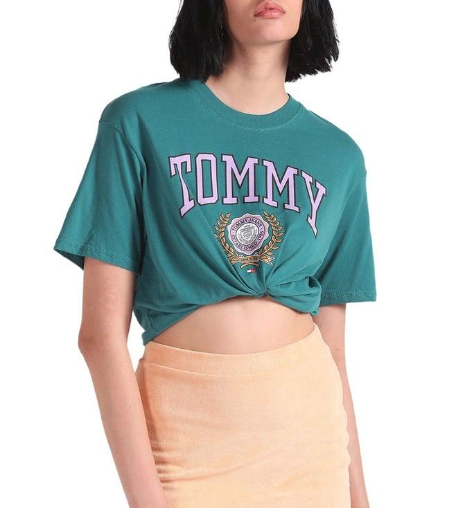 tommy hilfiger timeless teal logo relaxed fit t-shirt