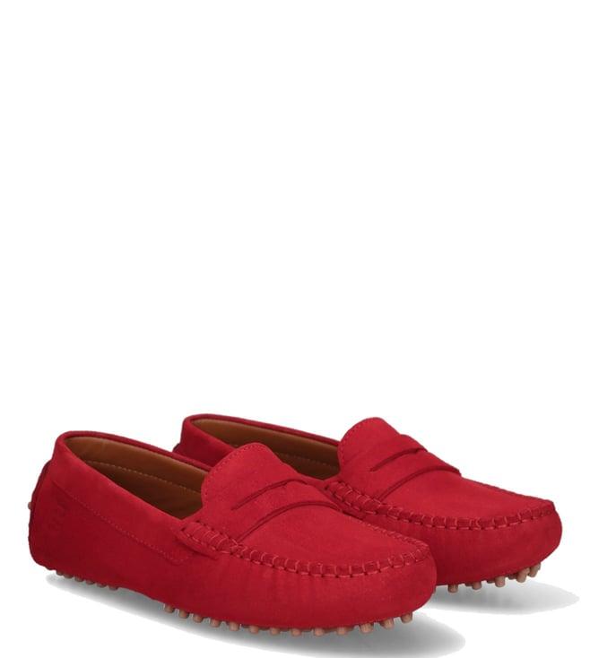 bagatt women's lilly slip on drivers red loafers