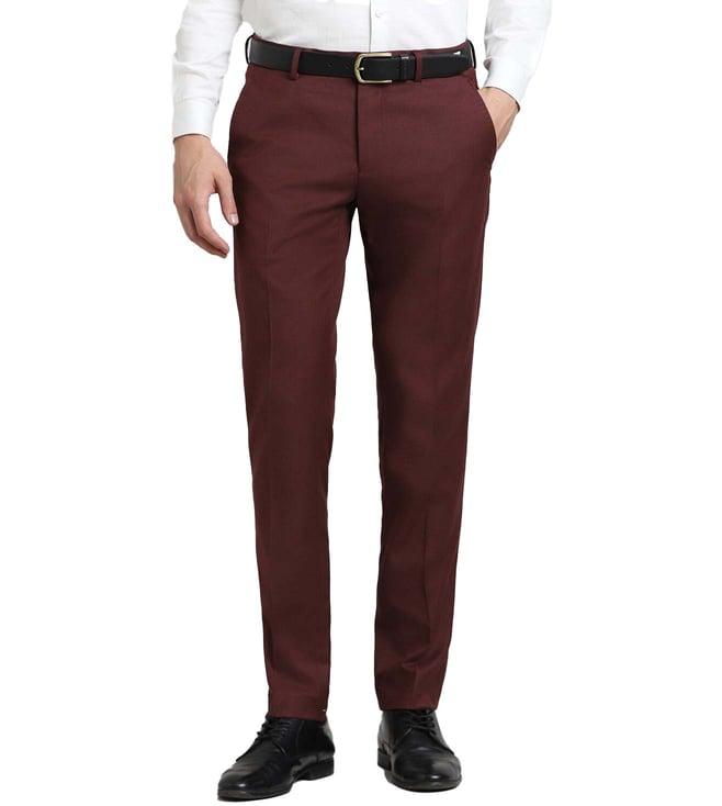 simon carter london maroon slim fit trousers