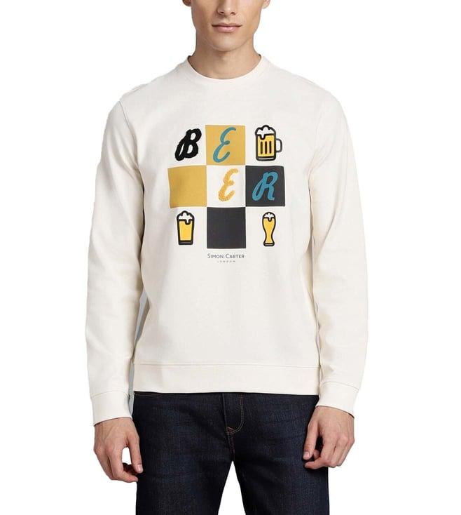 simon carter london beige printed regular fit sweatshirt