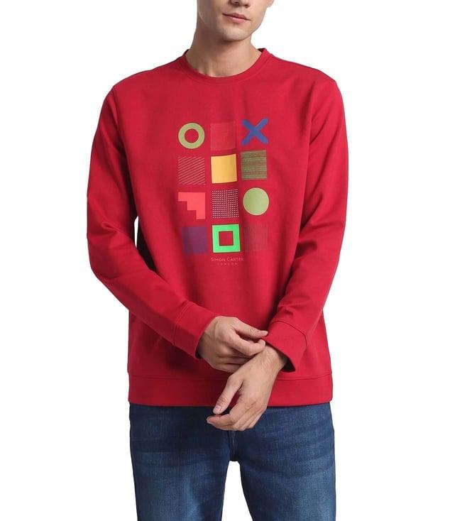 simon carter london red printed regular fit sweatshirt