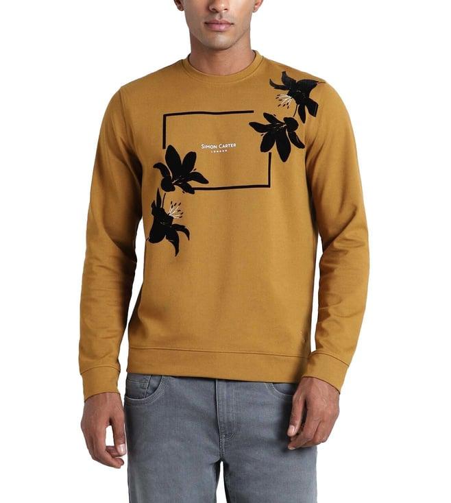 simon carter london yellow printed regular fit sweatshirt