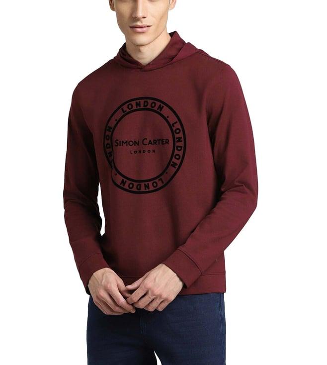 simon carter london maroon logo regular fit hoodie