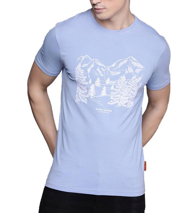 simon carter london blue printed slim fit t-shirt