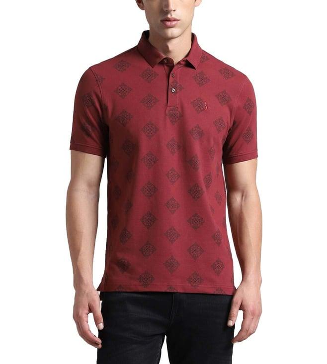 simon carter london red printed slim fit polo t-shirt