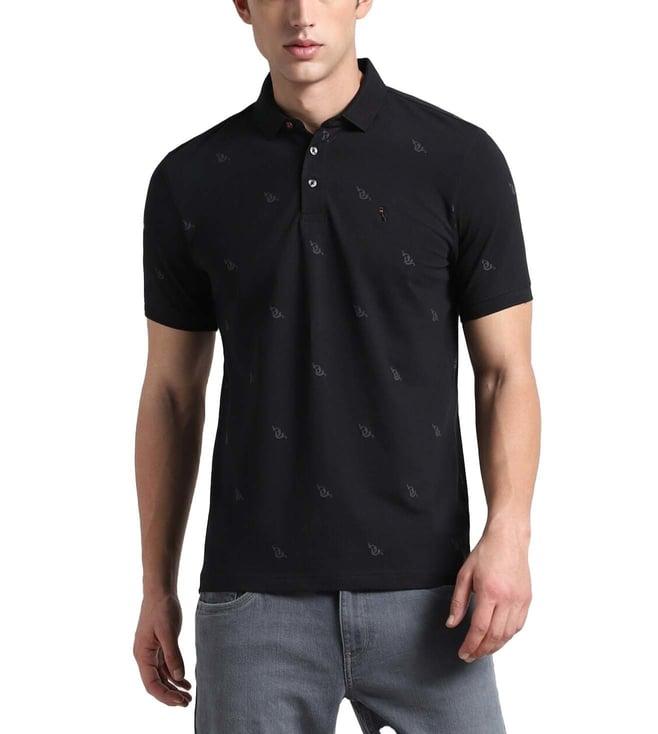 simon carter london black printed slim fit polo t-shirt