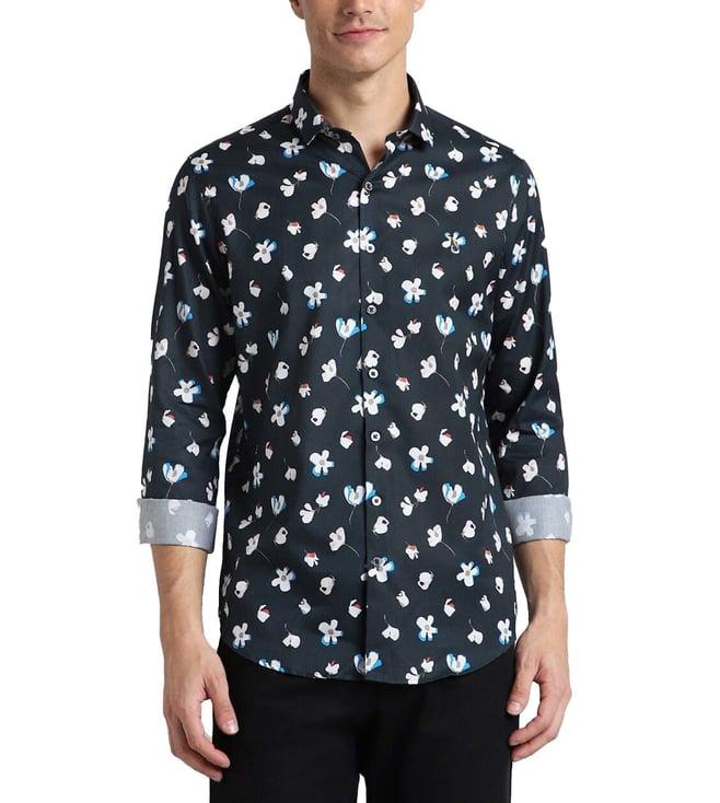 simon carter london navy printed slim fit shirt