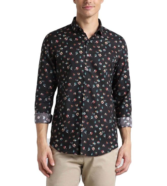 simon carter london black printed slim fit shirt