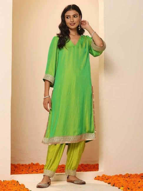 swtantra lime & green kurta salwar set