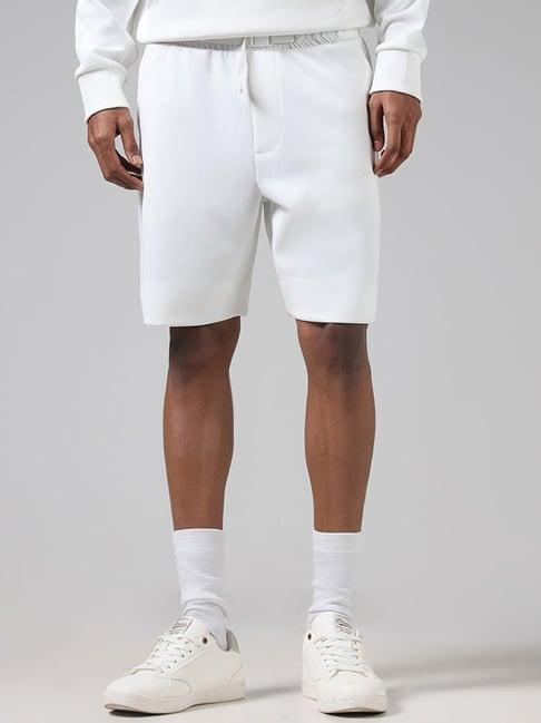 studiofit by westside solid off white relaxed fit shorts