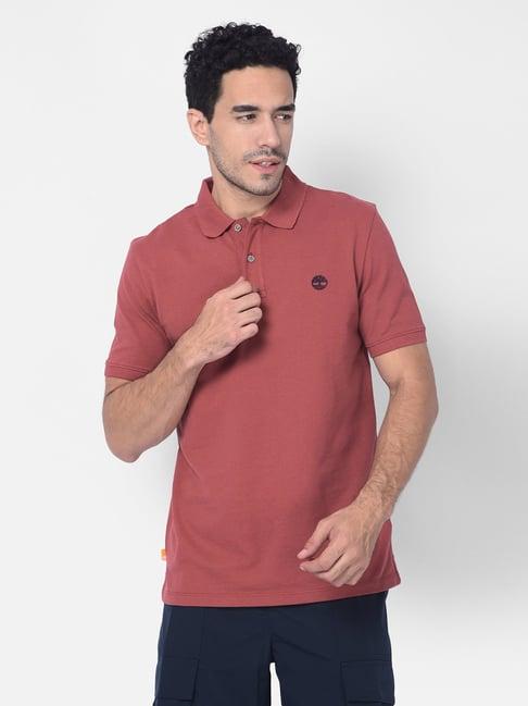 timberland brick red regular fit polo t-shirt