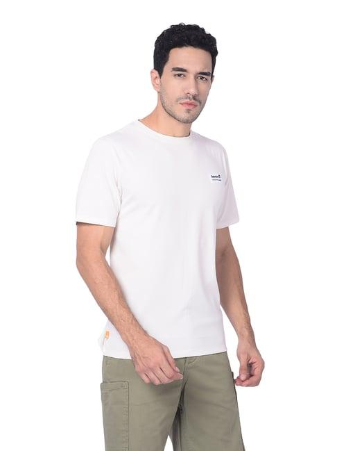 timberland off white regular fit logo print crew t-shirt